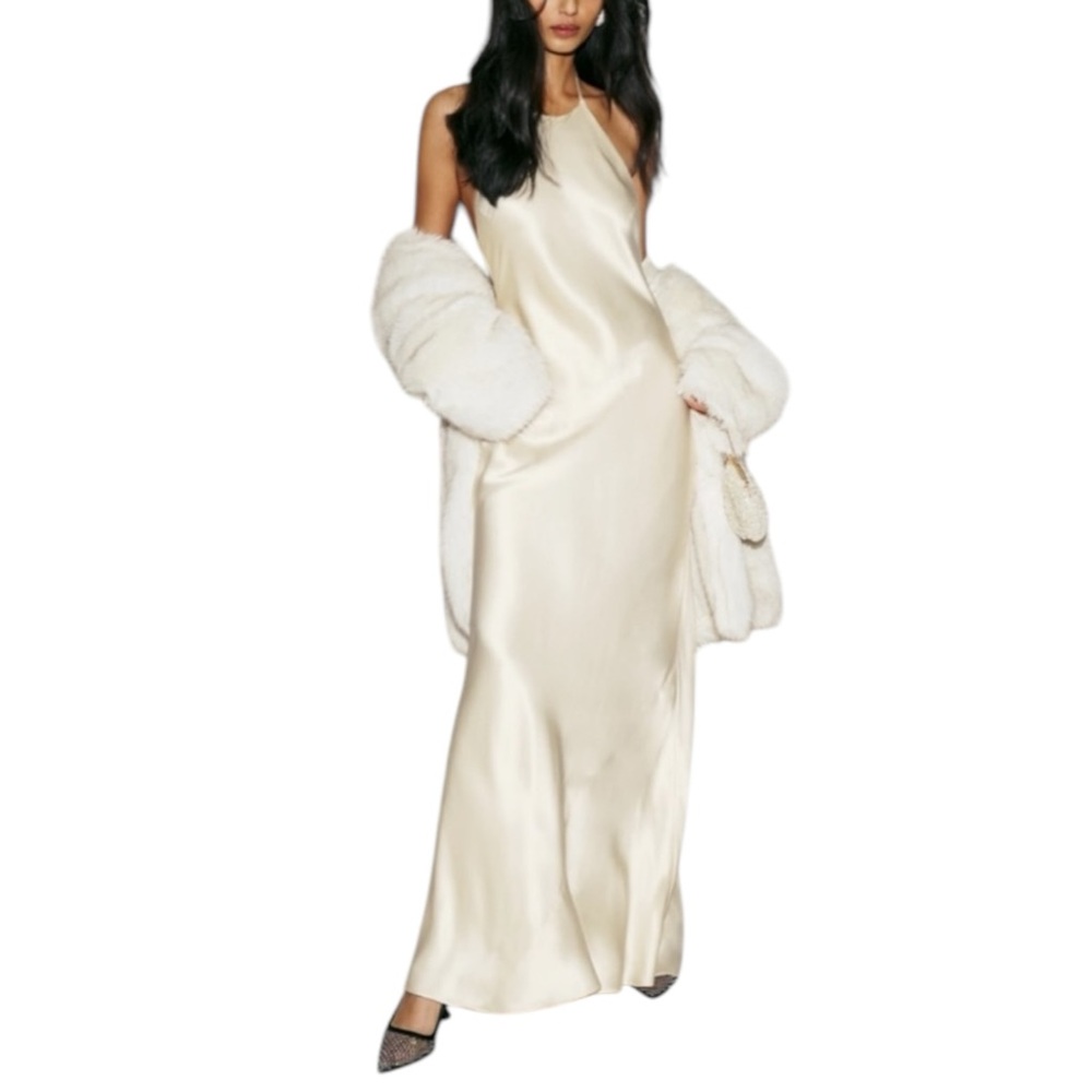 NWT REFORMATION Jeany‎ Silk Maxi Dress in Fior Di Latte. Size Medium - Picture 4 of 13
